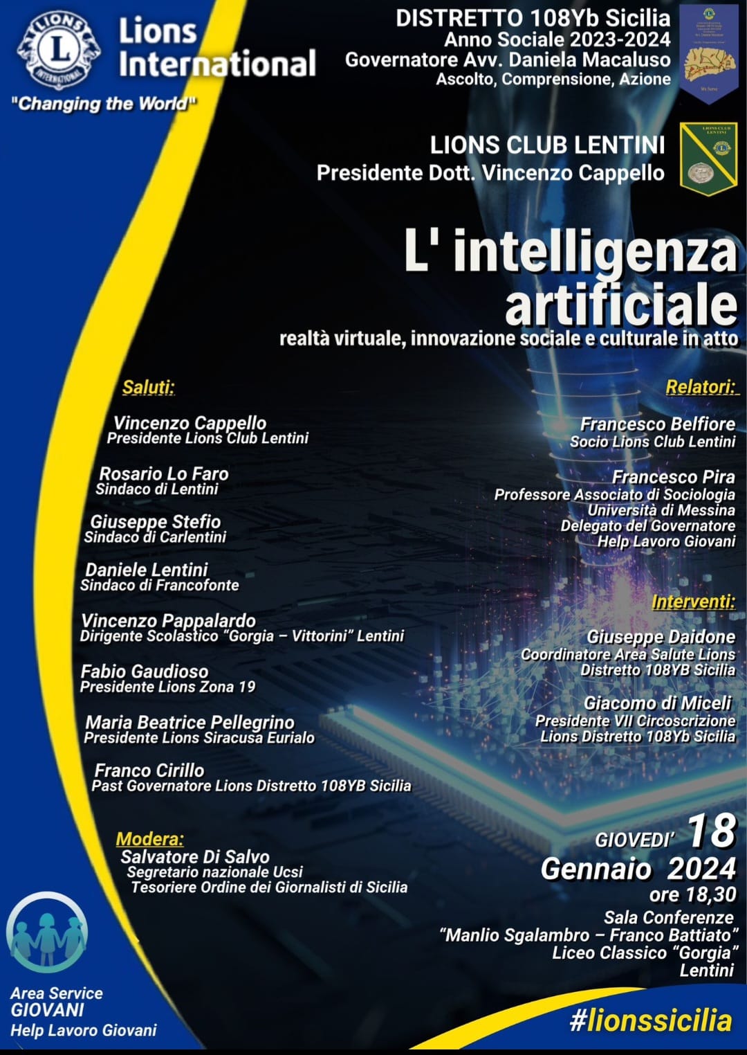 Lions di Lentini: Pira, Di Salvo e Belfiore                  al seminario sull’intelligenza artificiale