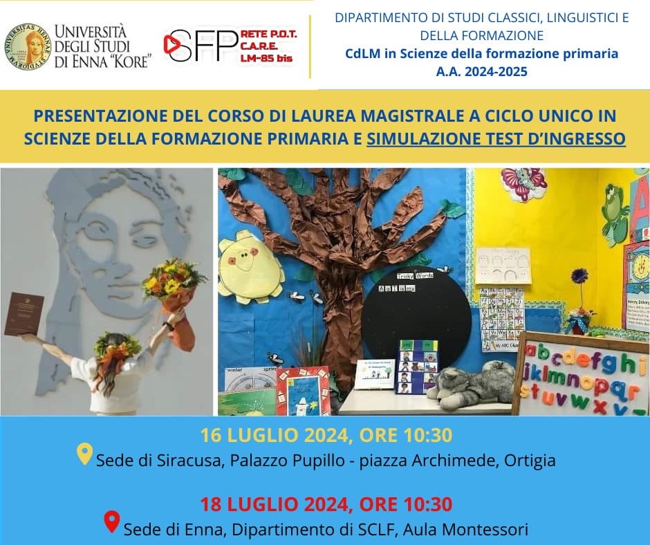 Futuri insegnanti della Scuola Primaria e dell’Infanzia: a Siracusa ed Enna i workshop di orientamento UniKore