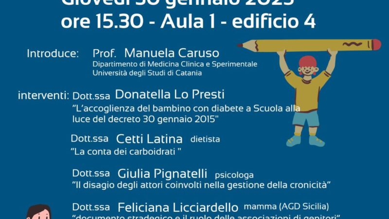 Centro Regionale di Riferimento e AGD Sicilia: corso di formazione per insegnanti sulla gestione del diabete di tipo 1 a scuola